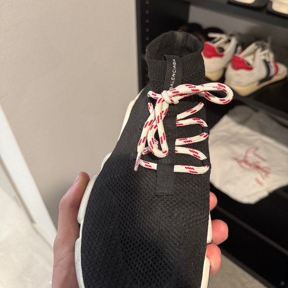 Balenciaga Speed Trainer Lace-Up 'Black White Red' Sock Sneakers